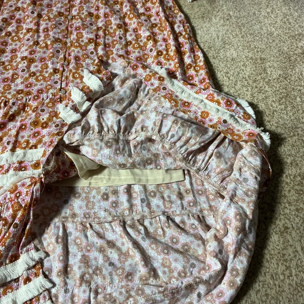 Piper & Scoot Exclusive Cottagecore Floral Smocked Dress Fringe XL PSD3518C - Picture 4 of 8
